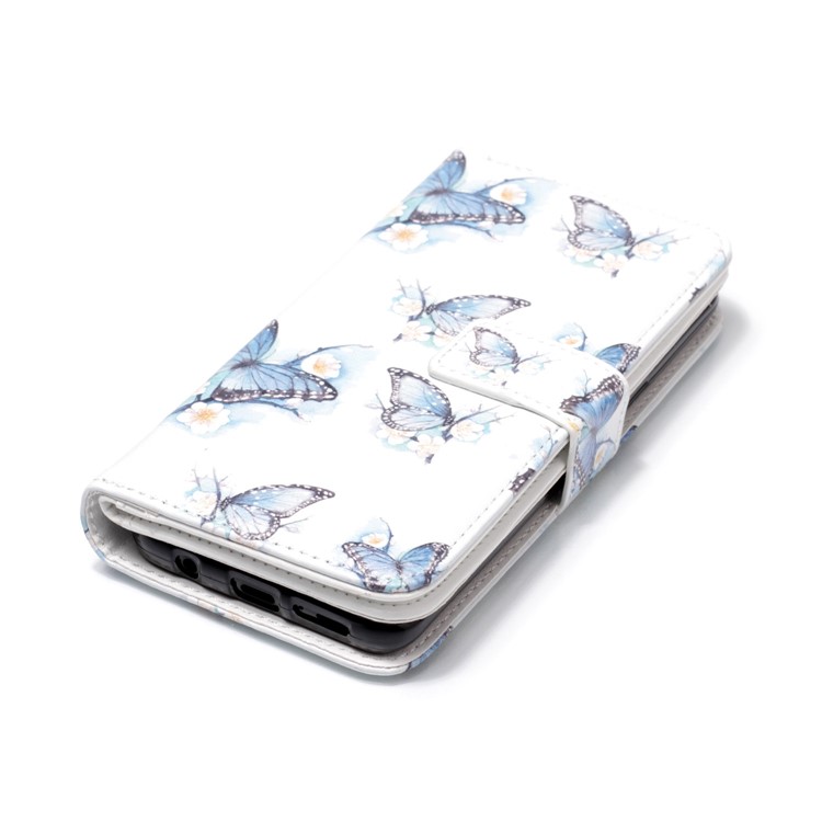 Pattern Printing Wallet Leather Protector Case for Samsung Galaxy S9 G960 - Blue Butterflies-4
