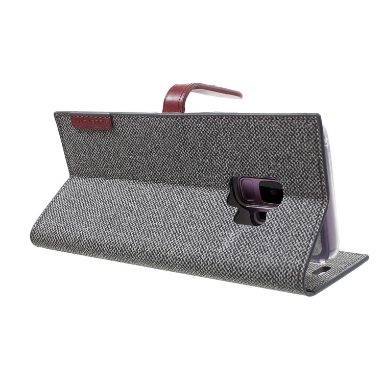 MERCURY GOOSPERY Milano Diary Leather Cover Wallet for Samsung Galaxy S9 SM-G960 - Grey-5
