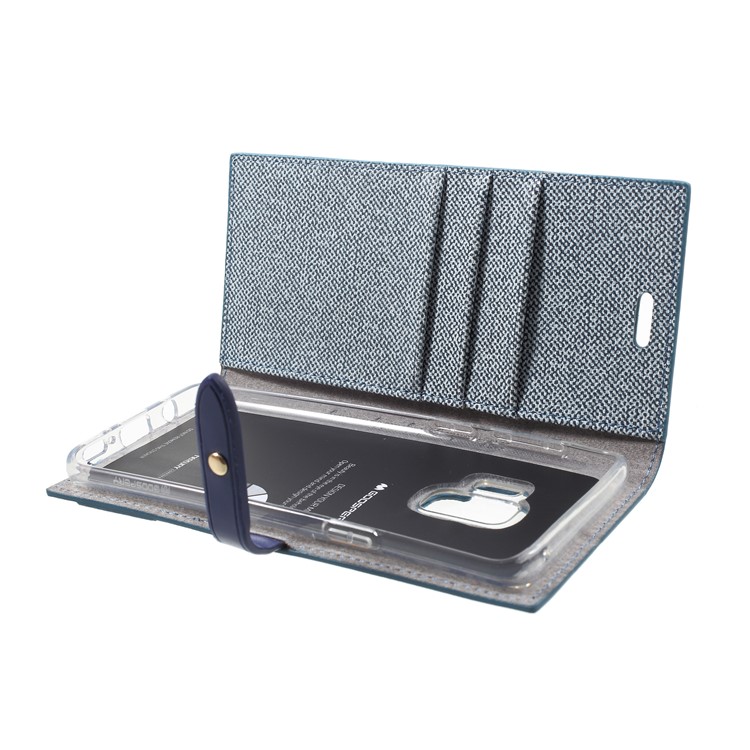 MERCURY GOOSPERY Milano Diary Leather Cell Phone Case Wallet for Samsung Galaxy S9 SM-G960 - Blue-6