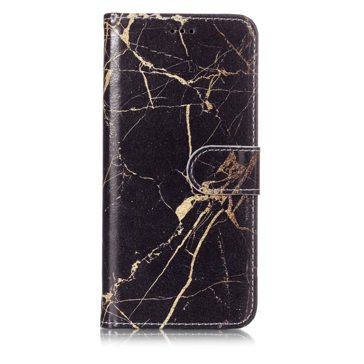 Patterned PU Leather Wallet Stand Phone Casing for Samsung Galaxy S9 G960 - Gold Color Marble-2