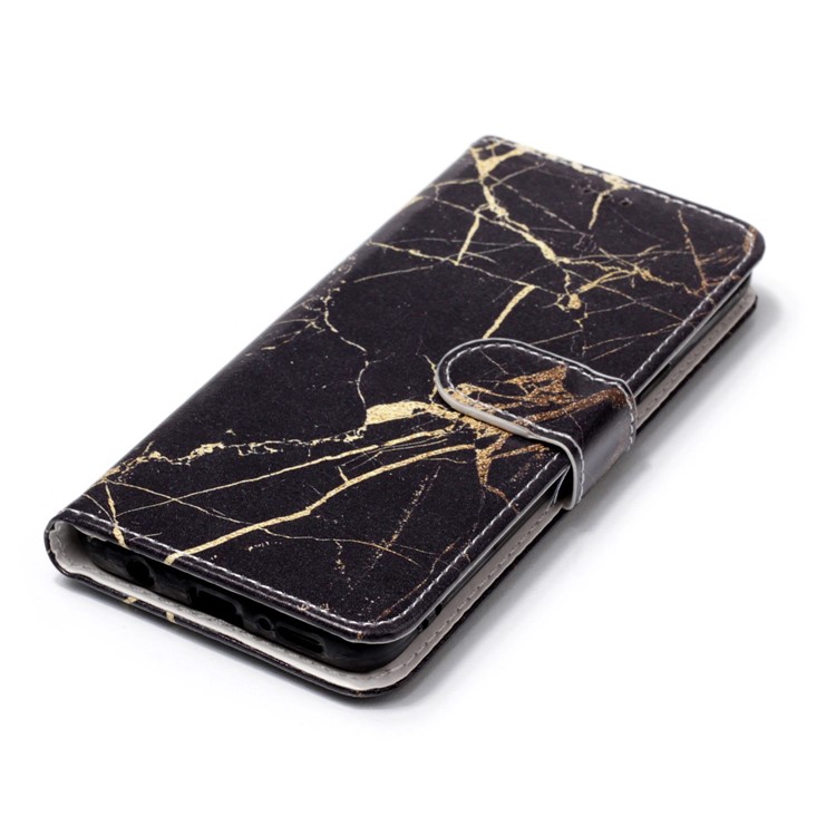 Patterned PU Leather Wallet Stand Phone Casing for Samsung Galaxy S9 G960 - Gold Color Marble-6