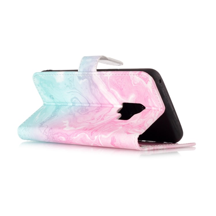 Patterned PU Leather Wallet Stand Flip Cover for Samsung Galaxy S9 G960 - Colorful Melt Rock-4