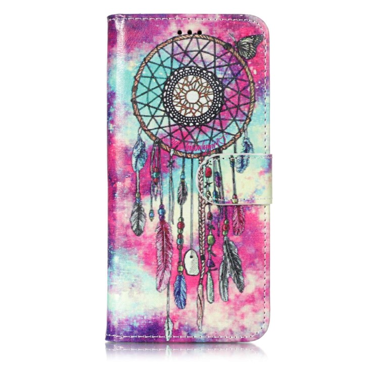 Patterned PU Leather Wallet Stand Phone Shell for Samsung Galaxy S9 G960 - Colorized Dream Catcher-1