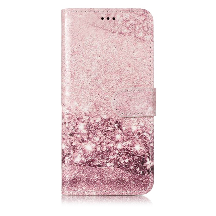Patterned PU Leather Wallet Stand Cell Phone Cover for Samsung Galaxy S9 G960 - Pink Glitter Pattern-1