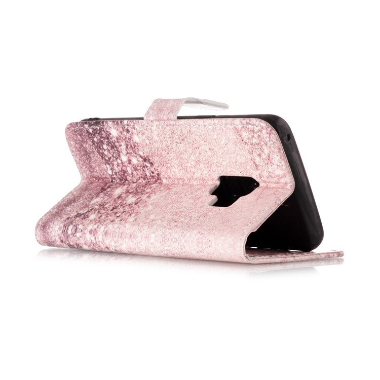 Patterned PU Leather Wallet Stand Cell Phone Cover for Samsung Galaxy S9 G960 - Pink Glitter Pattern-4