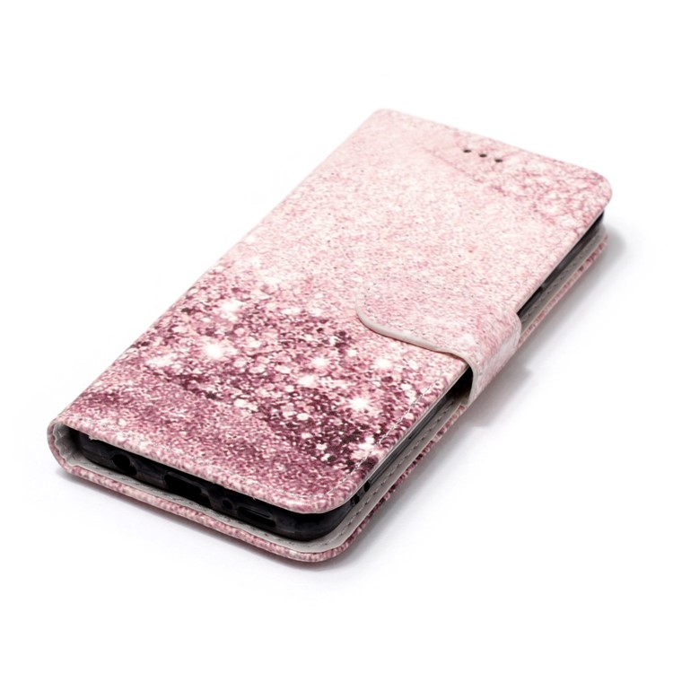 Patterned PU Leather Wallet Stand Cell Phone Cover for Samsung Galaxy S9 G960 - Pink Glitter Pattern-5