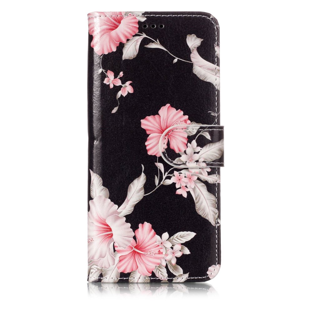 Patterned PU Leather Wallet Stand Protective Shell for Samsung Galaxy S9 G960 - Pink Flower-1