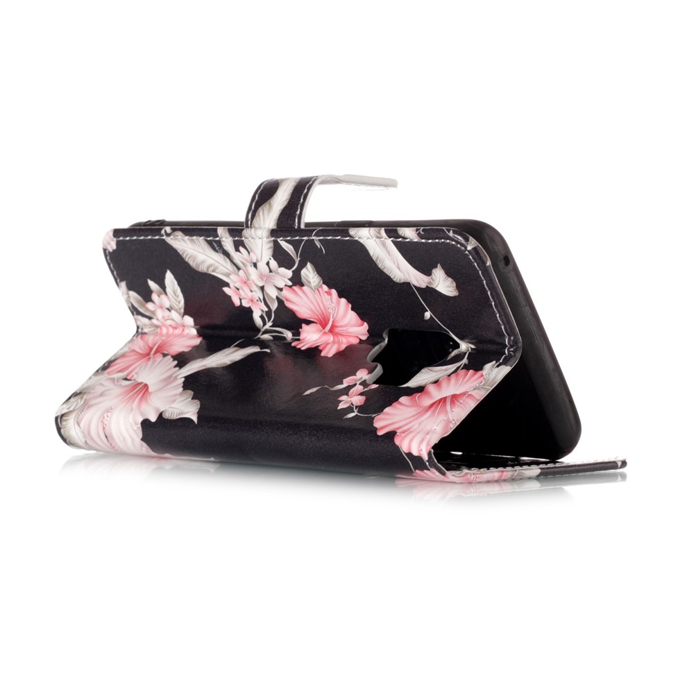 Patterned PU Leather Wallet Stand Protective Shell for Samsung Galaxy S9 G960 - Pink Flower-4