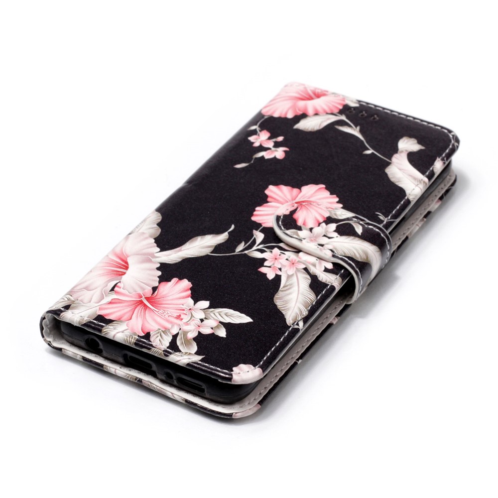 Patterned PU Leather Wallet Stand Protective Shell for Samsung Galaxy S9 G960 - Pink Flower-5