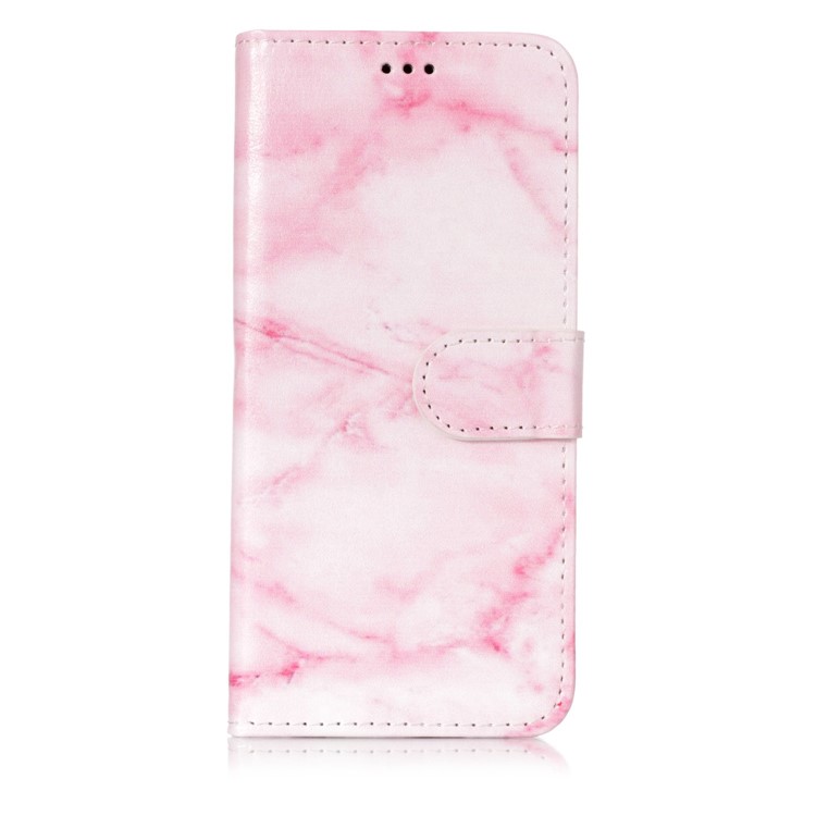 Patterned PU Leather Wallet Stand Casing Cover for Samsung Galaxy S9 G960 - Pink Marble-1
