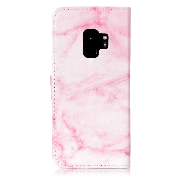 Patterned PU Leather Wallet Stand Casing Cover for Samsung Galaxy S9 G960 - Pink Marble-2