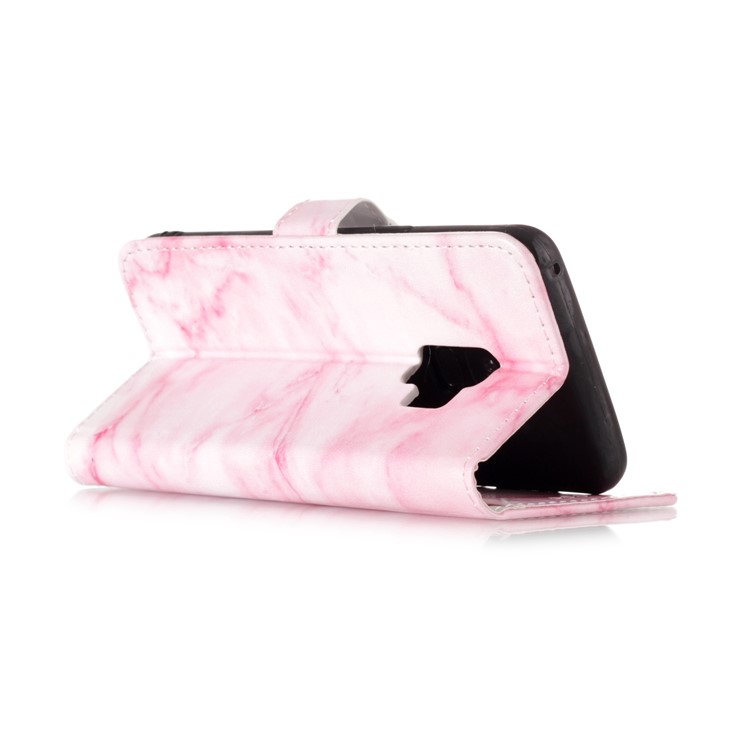 Patterned PU Leather Wallet Stand Casing Cover for Samsung Galaxy S9 G960 - Pink Marble-4