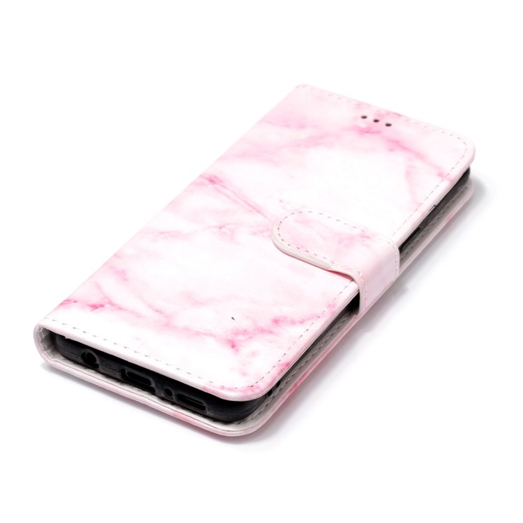 Patterned PU Leather Wallet Stand Casing Cover for Samsung Galaxy S9 G960 - Pink Marble-5