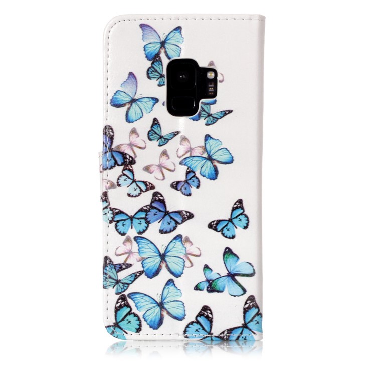 Patterned PU Leather Wallet Stand Cell Phone Cover for Samsung Galaxy S9 G960 - Flying Butterflies-2