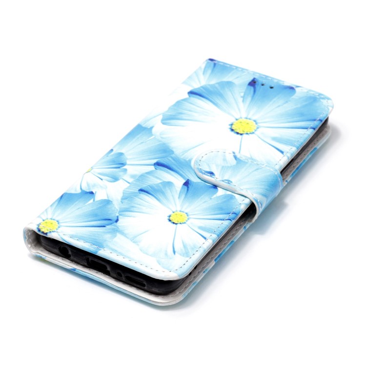 Patterned PU Leather Wallet Protection Casing for Samsung Galaxy S9 G960 - Blue Flower-5