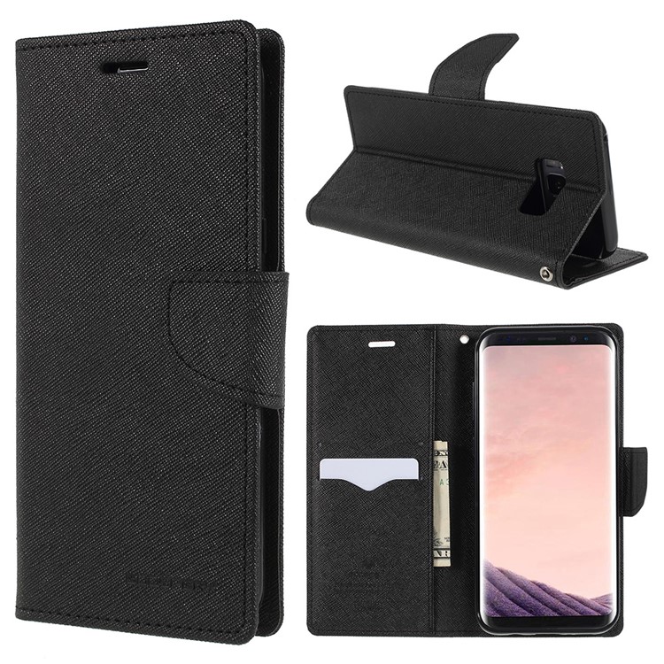 MERCURY GOOSPERY Fancy Flip Leather Wallet Phone Casing for Samsung Galaxy S8 Plus SM-G955 - Black-1