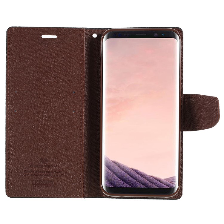 MERCURY GOOSPERY Fancy Flip Leather Wallet Phone Cover for Samsung Galaxy S8 Plus SM-G955 - Black / Brown-6