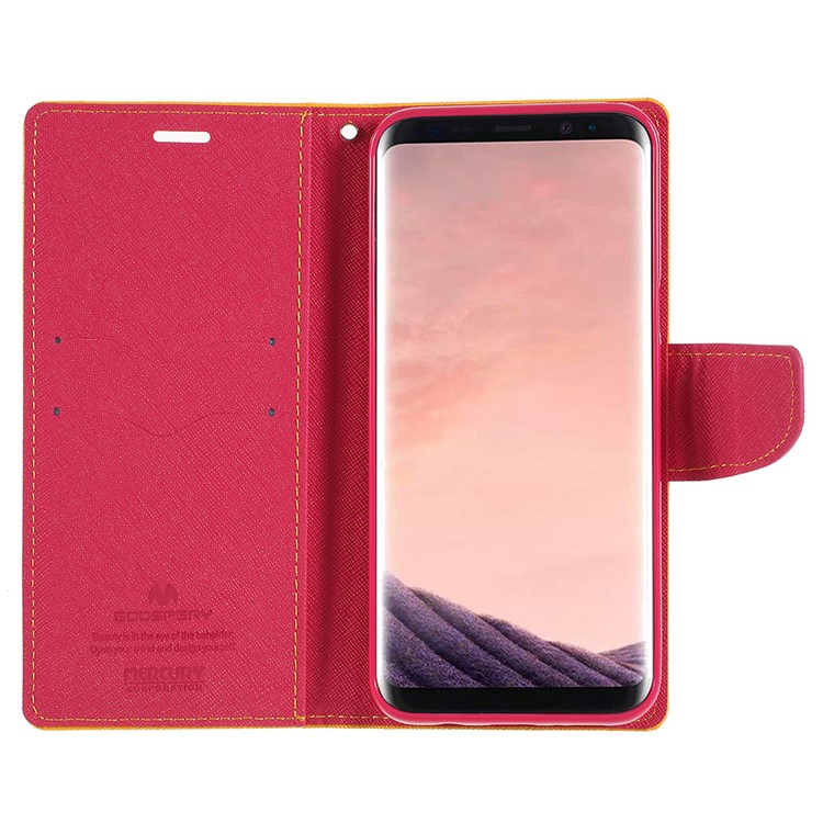 MERCURY GOOSPERY Fancy Flip Leather Wallet Cell Phone Case for Samsung Galaxy S8+ SM-G955 - Yellow-6