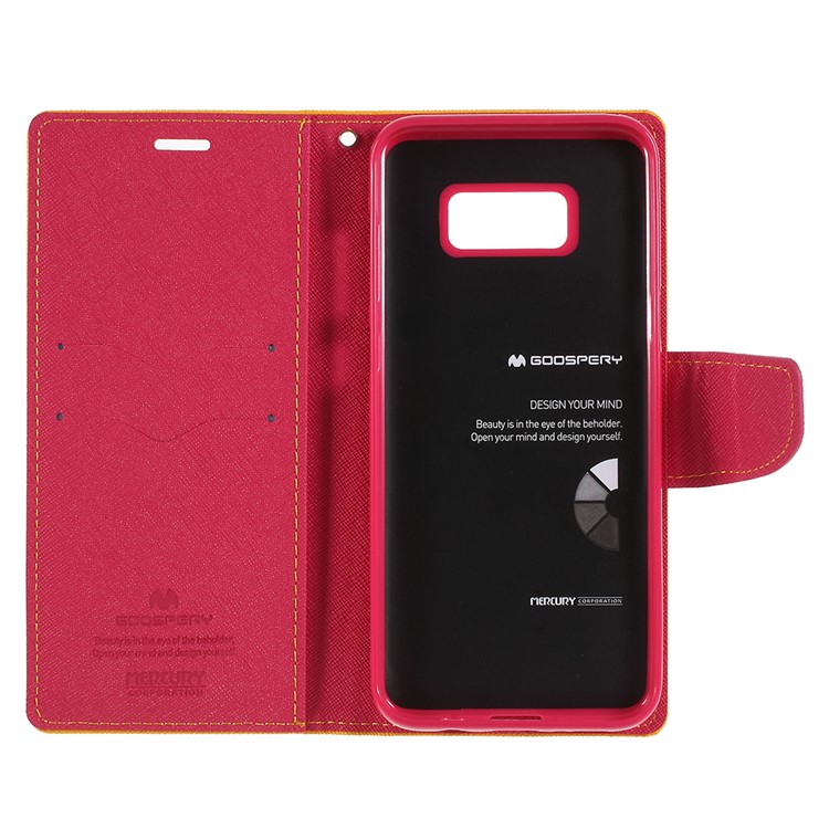 MERCURY GOOSPERY Fancy Flip Leather Wallet Cell Phone Case for Samsung Galaxy S8+ SM-G955 - Yellow-7