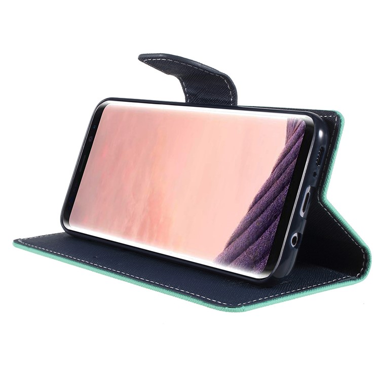 MERCURY GOOSPERY Fancy Flip Leather Wallet Mobile Phone Shell for Samsung Galaxy S8+ SM-G955 - Cyan-4