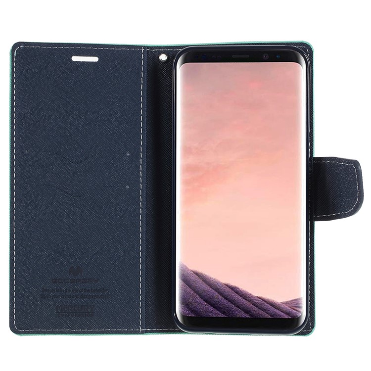 MERCURY GOOSPERY Fancy Flip Leather Wallet Mobile Phone Shell for Samsung Galaxy S8+ SM-G955 - Cyan-6