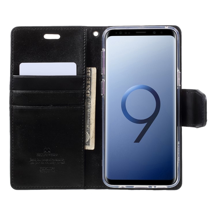 MERCURY GOOSPERY Sonata Diary Leather Wallet Stand Cover for Samsung Galaxy S9 SM-G960 - Black-6