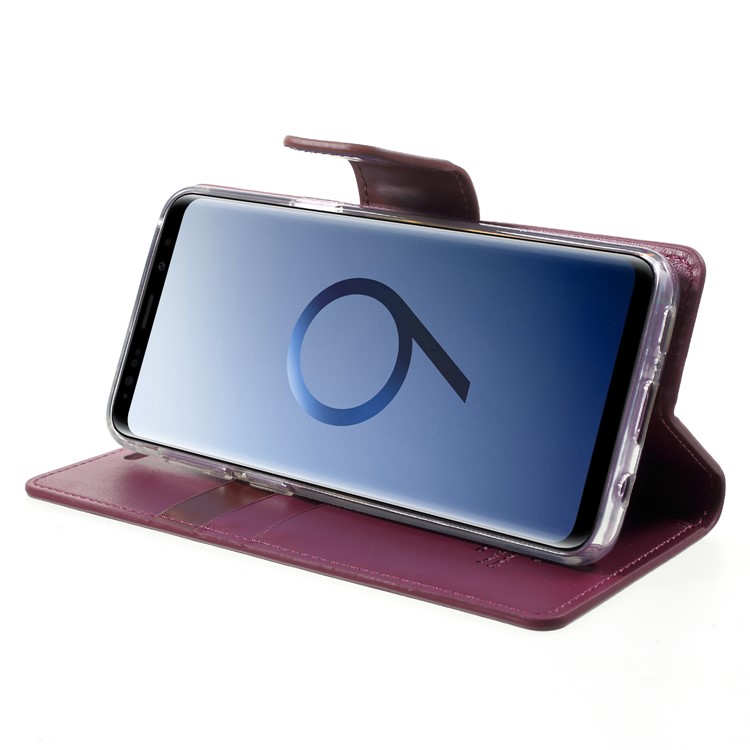 MERCURY GOOSPERY Sonata Diary Leather Wallet Stand Shell for Samsung Galaxy S9 SM-G960 - Wine Red-4
