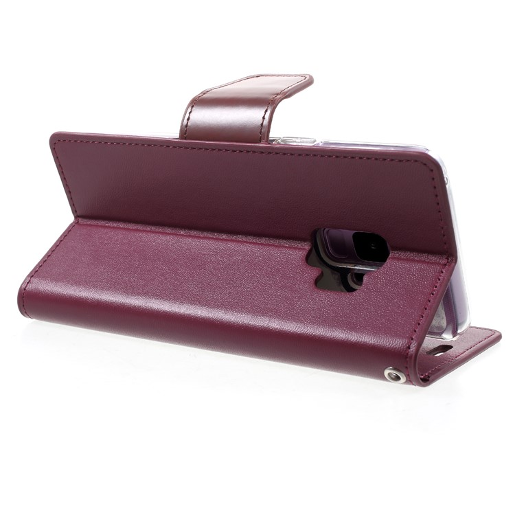 MERCURY GOOSPERY Sonata Diary Leather Wallet Stand Shell for Samsung Galaxy S9 SM-G960 - Wine Red-5