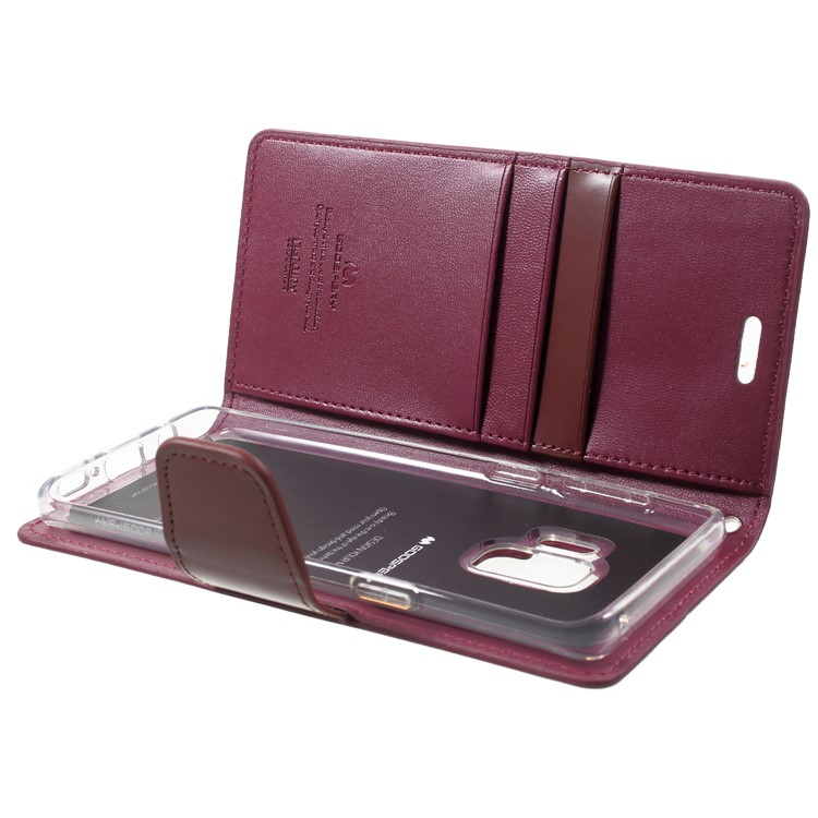 MERCURY GOOSPERY Sonata Diary Leather Wallet Stand Shell for Samsung Galaxy S9 SM-G960 - Wine Red-6