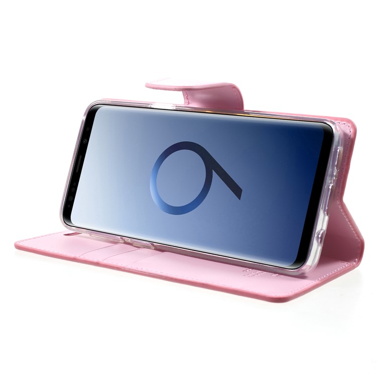 MERCURY GOOSPERY Sonata Diary Leather Wallet Stand Mobile Phone Cover for Samsung Galaxy S9 SM-G960 - Pink-4