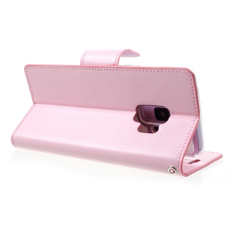 MERCURY GOOSPERY Sonata Diary Leather Wallet Stand Mobile Phone Cover for Samsung Galaxy S9 SM-G960 - Pink-5