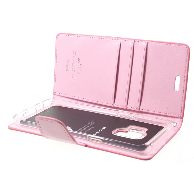 MERCURY GOOSPERY Sonata Diary Leather Wallet Stand Mobile Phone Cover for Samsung Galaxy S9 SM-G960 - Pink-6