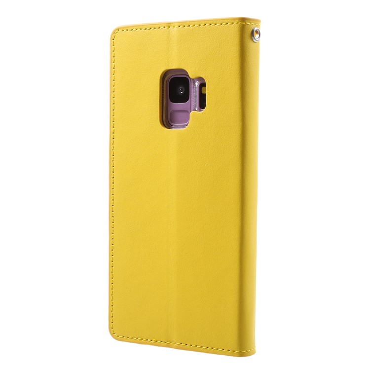 MERCURY GOOSPERY Sonata Diary Leather Wallet Stand Cell Phone Cover for Samsung Galaxy S9 SM-G960 - Yellow-2