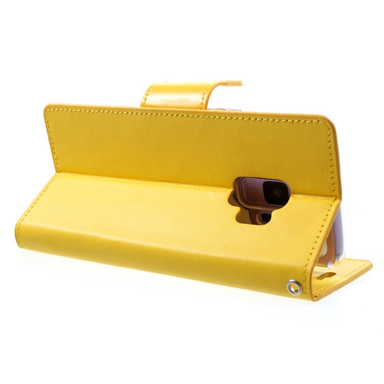 MERCURY GOOSPERY Sonata Diary Leather Wallet Stand Cell Phone Cover for Samsung Galaxy S9 SM-G960 - Yellow-5