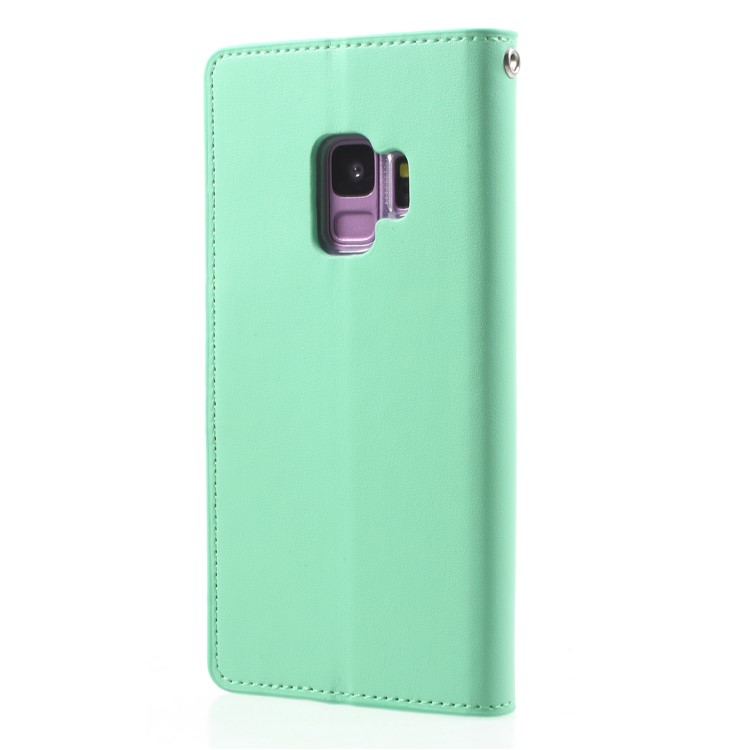 MERCURY GOOSPERY Sonata Diary Leather Wallet Stand Cell Phone Case for Samsung Galaxy S9 SM-G960 - Cyan-2