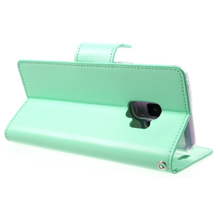 MERCURY GOOSPERY Sonata Diary Leather Wallet Stand Cell Phone Case for Samsung Galaxy S9 SM-G960 - Cyan-5