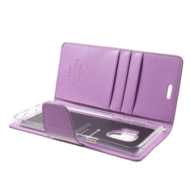 MERCURY GOOSPERY Sonata Diary Leather Wallet Stand Protective Case for Samsung Galaxy S9 SM-G960 - Purple-6