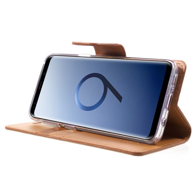 MERCURY GOOSPERY Sonata Diary Leather Wallet Stand Protective Shell for Samsung Galaxy S9 SM-G960 - Brown-4