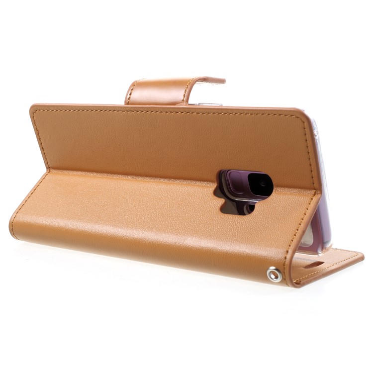 MERCURY GOOSPERY Sonata Diary Leather Wallet Stand Protective Shell for Samsung Galaxy S9 SM-G960 - Brown-5