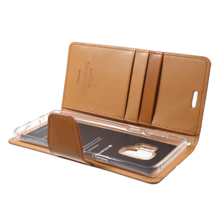 MERCURY GOOSPERY Sonata Diary Leather Wallet Stand Protective Shell for Samsung Galaxy S9 SM-G960 - Brown-6