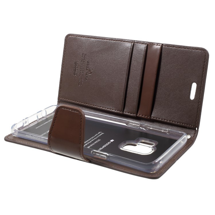 MERCURY GOOSPERY Sonata Diary Leather Wallet Stand Protective Casing for Samsung Galaxy S9 SM-G960 - Coffee-6