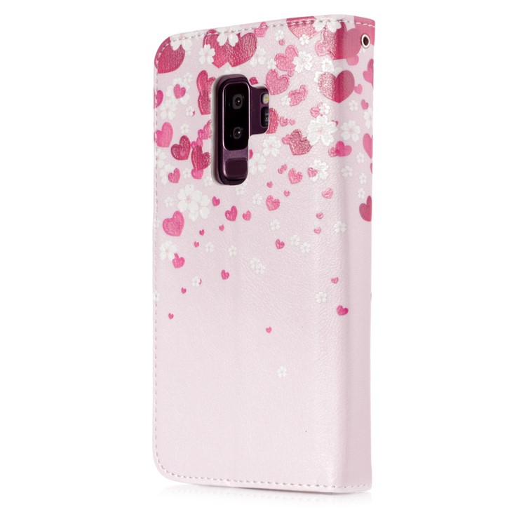 Patterned 9 Card Slots Wallet Leather Stand Cover for Samsung Galaxy S9+ SM-G965 - Hearts-2