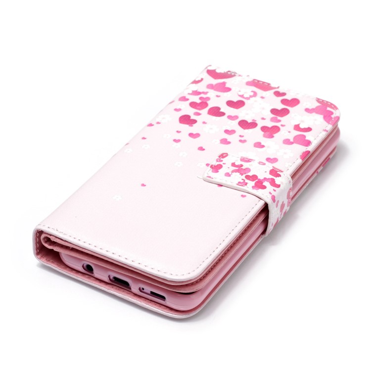 Patterned 9 Card Slots Wallet Leather Stand Cover for Samsung Galaxy S9+ SM-G965 - Hearts-4