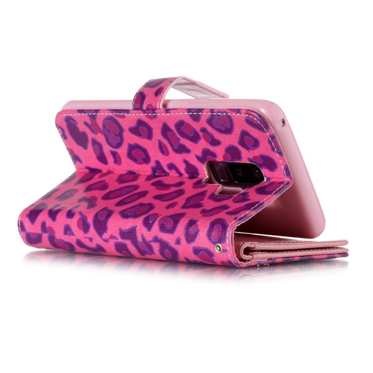 Patterned 9 Card Slots Leather Wallet Case for Samsung Galaxy S9+ SM-G965 - Rose Leopard Pattern-3