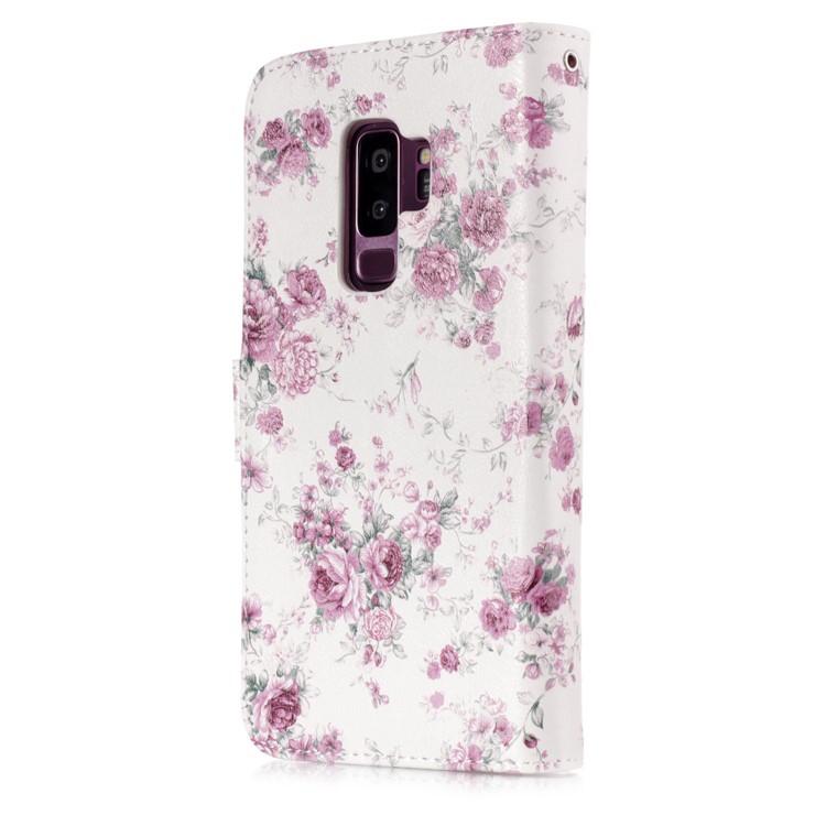 Patterned 9 Card Slots Magnetic Leather Stand Case for Samsung Galaxy S9+ SM-G965 - Flowers Pattern-2