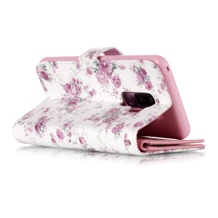 Patterned 9 Card Slots Magnetic Leather Stand Case for Samsung Galaxy S9+ SM-G965 - Flowers Pattern-3