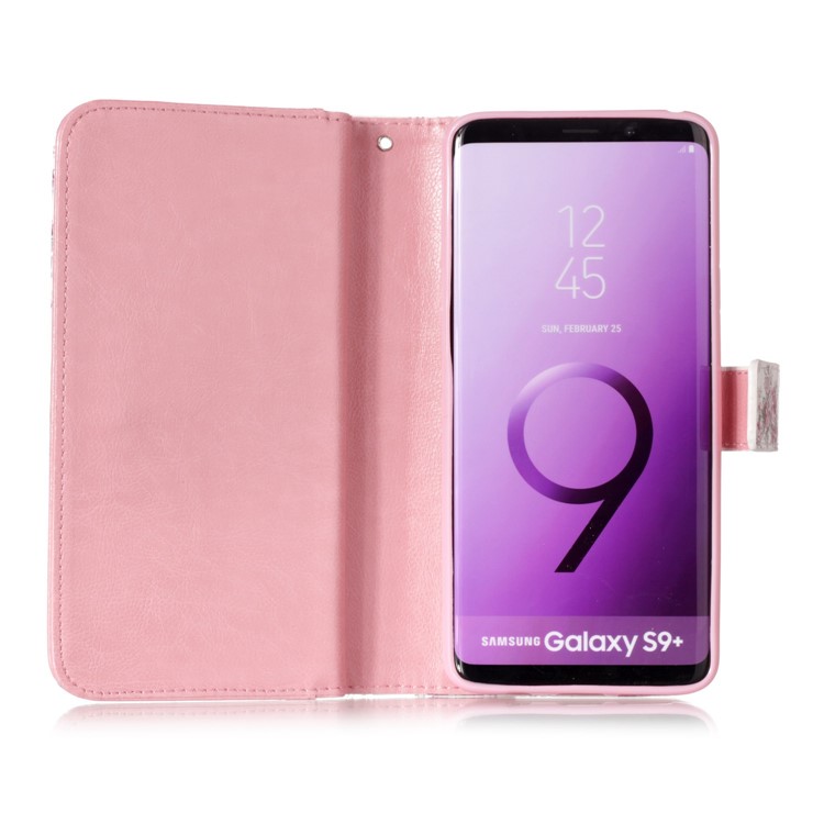 Patterned 9 Card Slots Magnetic Leather Stand Case for Samsung Galaxy S9+ SM-G965 - Flowers Pattern-5