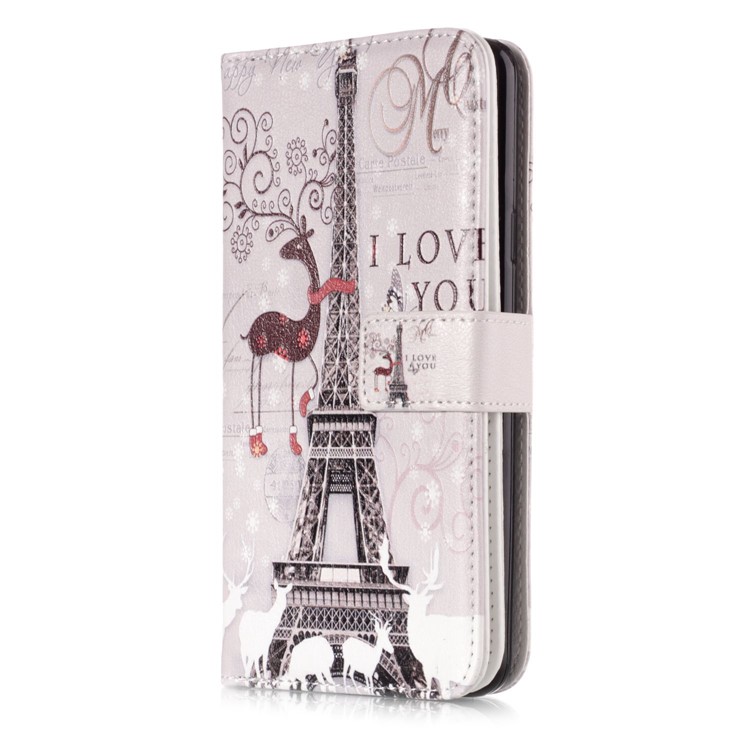 Patterned 9 Card Slots Magnetic Leather Stand Cover for Samsung Galaxy S9+ SM-G965 - Eiffel Tower-1
