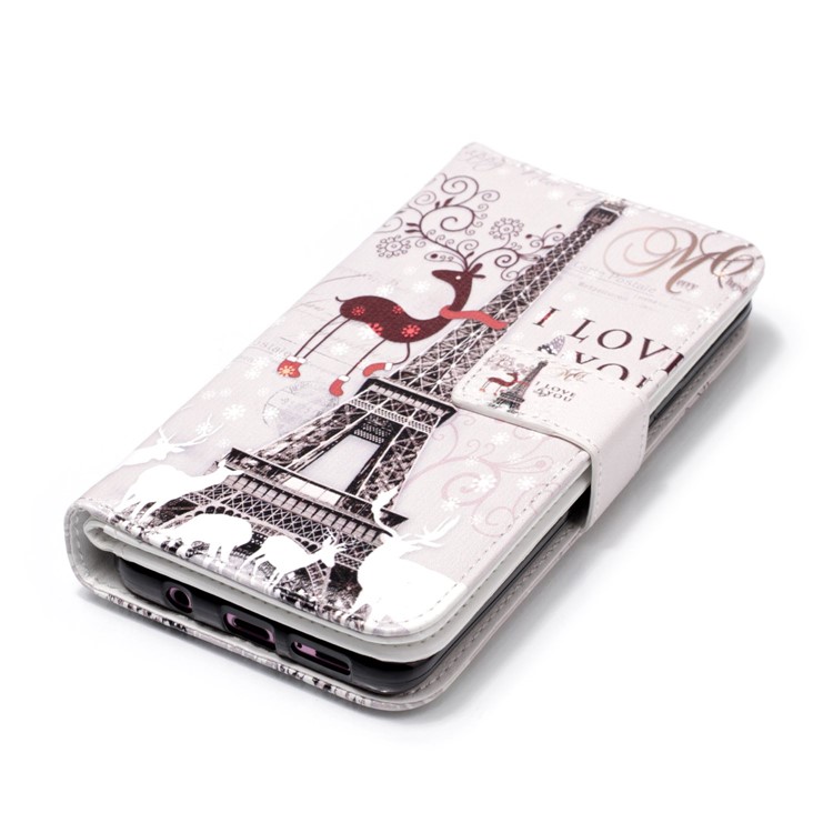 Patterned 9 Card Slots Magnetic Leather Stand Cover for Samsung Galaxy S9+ SM-G965 - Eiffel Tower-4