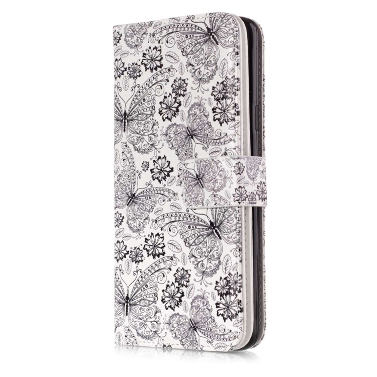 Patterned 9 Card Slots Cell Phone Leather Stand Case for Samsung Galaxy S9+ SM-G965 - Butterflies and Flowers-1